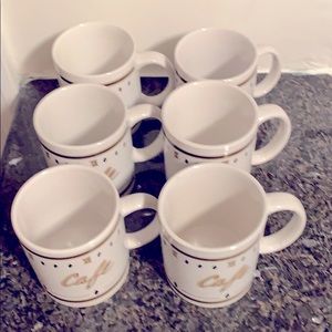 Set of 6 coffee Roman numerals ceramic mugs